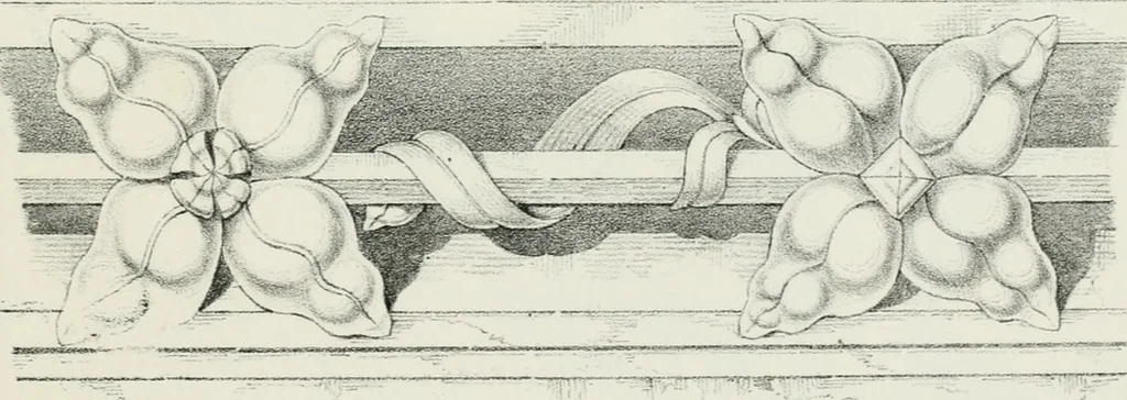 An illustration from Designs for Gothic ornaments & furniture, after the ancient manner, for ecclesiastical and domestic purposes, for the use of architects, and workers in metal, stone, wood, etc., etc, 1854, leaf 30