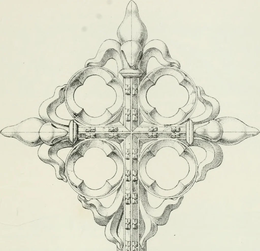 An illustration from Designs for Gothic ornaments & furniture, after the ancient manner, for ecclesiastical and domestic purposes, for the use of architects, and workers in metal, stone, wood, etc., etc, 1854, leaf 36
