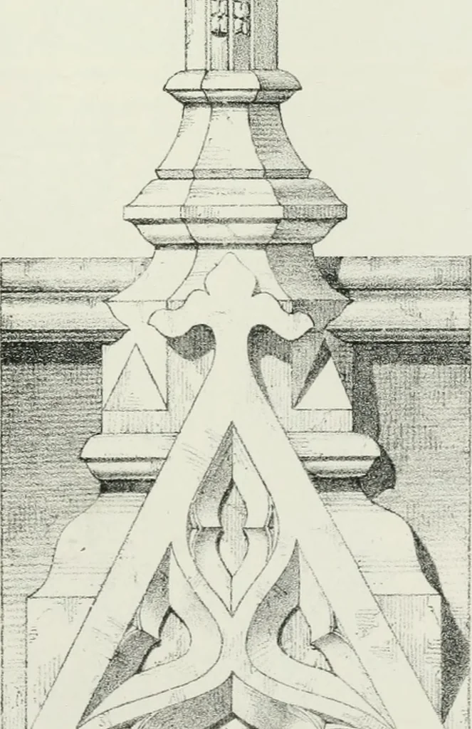 An illustration from Designs for Gothic ornaments & furniture, after the ancient manner, for ecclesiastical and domestic purposes, for the use of architects, and workers in metal, stone, wood, etc., etc, 1854, leaf 36
