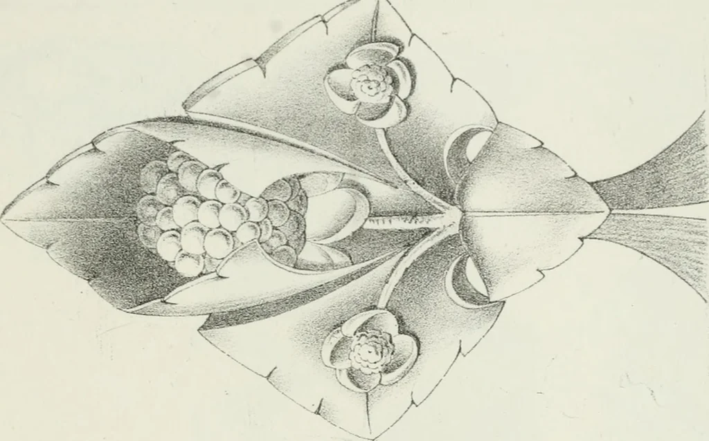 An illustration from Designs for Gothic ornaments & furniture, after the ancient manner, for ecclesiastical and domestic purposes, for the use of architects, and workers in metal, stone, wood, etc., etc, 1854, leaf 58
