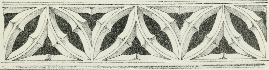 An illustration from Designs for Gothic ornaments & furniture, after the ancient manner, for ecclesiastical and domestic purposes, for the use of architects, and workers in metal, stone, wood, etc., etc, 1854, leaf 64
