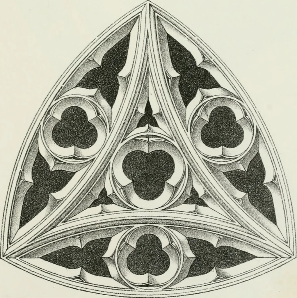 An illustration from Designs for Gothic ornaments & furniture, after the ancient manner, for ecclesiastical and domestic purposes, for the use of architects, and workers in metal, stone, wood, etc., etc, 1854, leaf 68