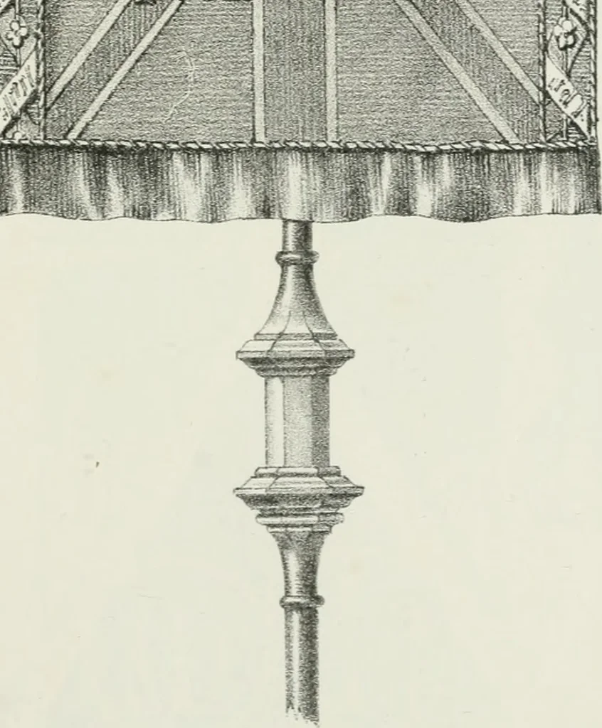 An illustration from Designs for Gothic ornaments & furniture, after the ancient manner, for ecclesiastical and domestic purposes, for the use of architects, and workers in metal, stone, wood, etc., etc, 1854, leaf 80