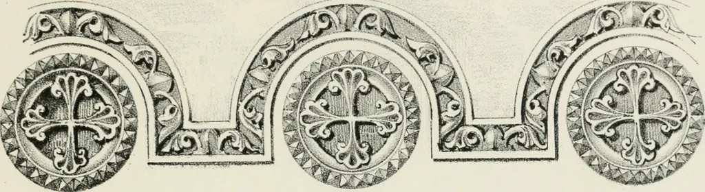 An illustration from Designs for Gothic ornaments & furniture, after the ancient manner, for ecclesiastical and domestic purposes, for the use of architects, and workers in metal, stone, wood, etc., etc, 1854, leaf 92