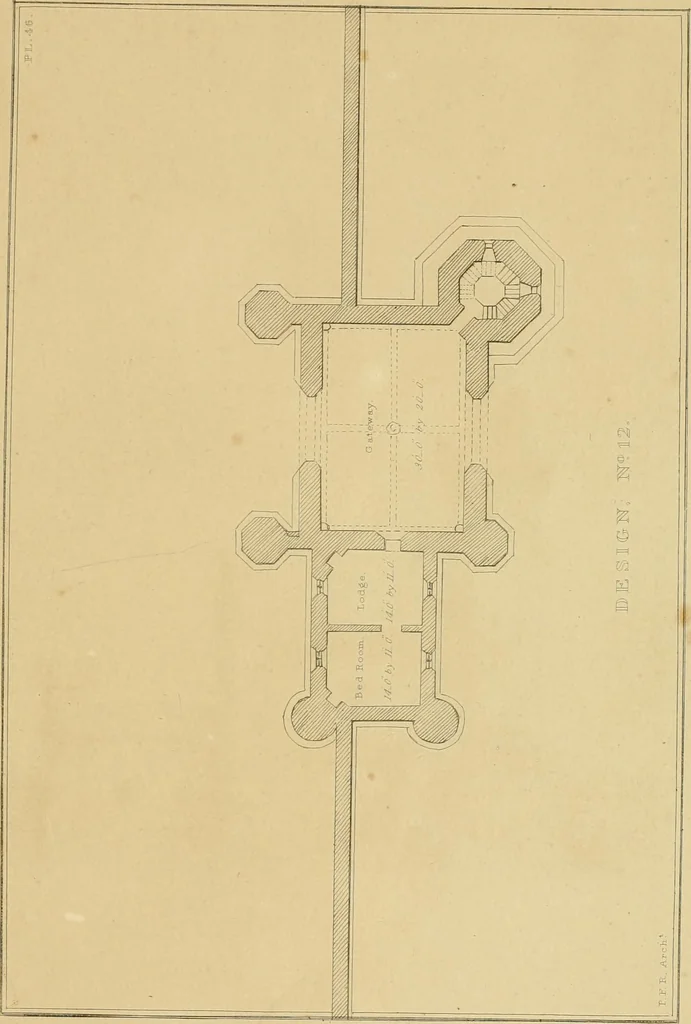 An illustration from Designs for lodges and park entraces, 1833, leaf 128
