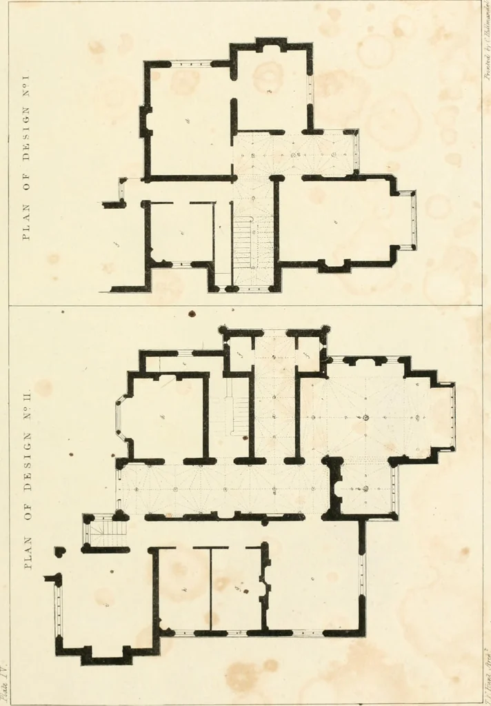 An illustration from Designs for parsonage houses, alms houses, etc. etc. with examples of gables, and other curious remains of old English architecture, 1827, leaf 23