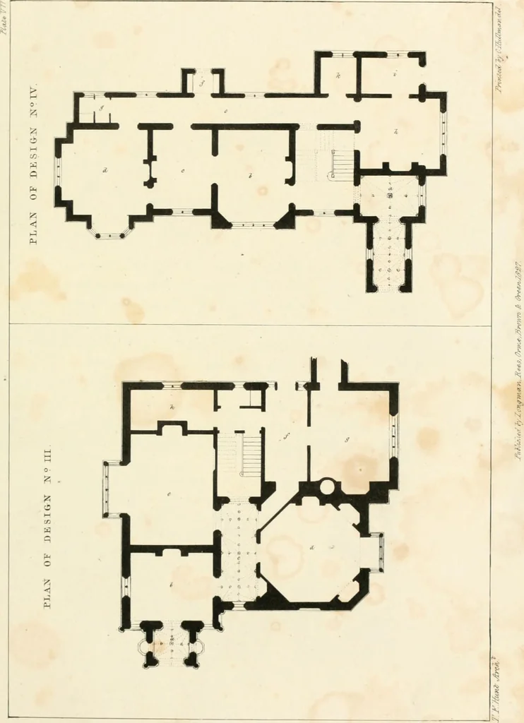 An illustration from Designs for parsonage houses, alms houses, etc. etc. with examples of gables, and other curious remains of old English architecture, 1827, leaf 33