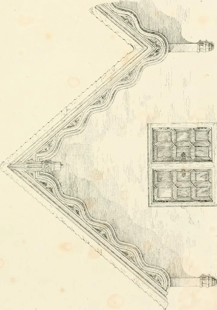 An illustration from Designs for parsonage houses, alms houses, etc. etc. with examples of gables, and other curious remains of old English architecture, 1827, leaf 51