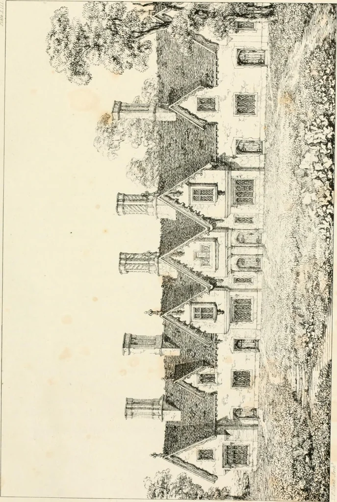 An illustration from Designs for parsonage houses, alms houses, etc. etc. with examples of gables, and other curious remains of old English architecture, 1827, leaf 55