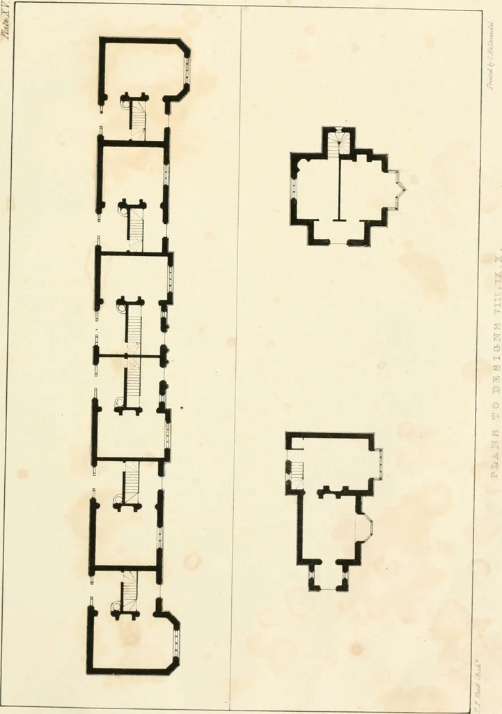 An illustration from Designs for parsonage houses, alms houses, etc. etc. with examples of gables, and other curious remains of old English architecture, 1827, leaf 63