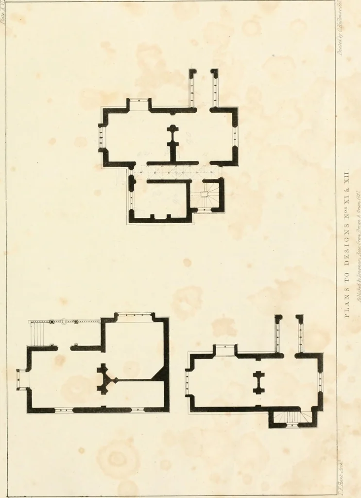 An illustration from Designs for parsonage houses, alms houses, etc. etc. with examples of gables, and other curious remains of old English architecture, 1827, leaf 71
