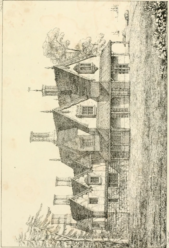 An illustration from Designs for parsonage houses, alms houses, etc. etc. with examples of gables, and other curious remains of old English architecture, 1827, leaf 79
