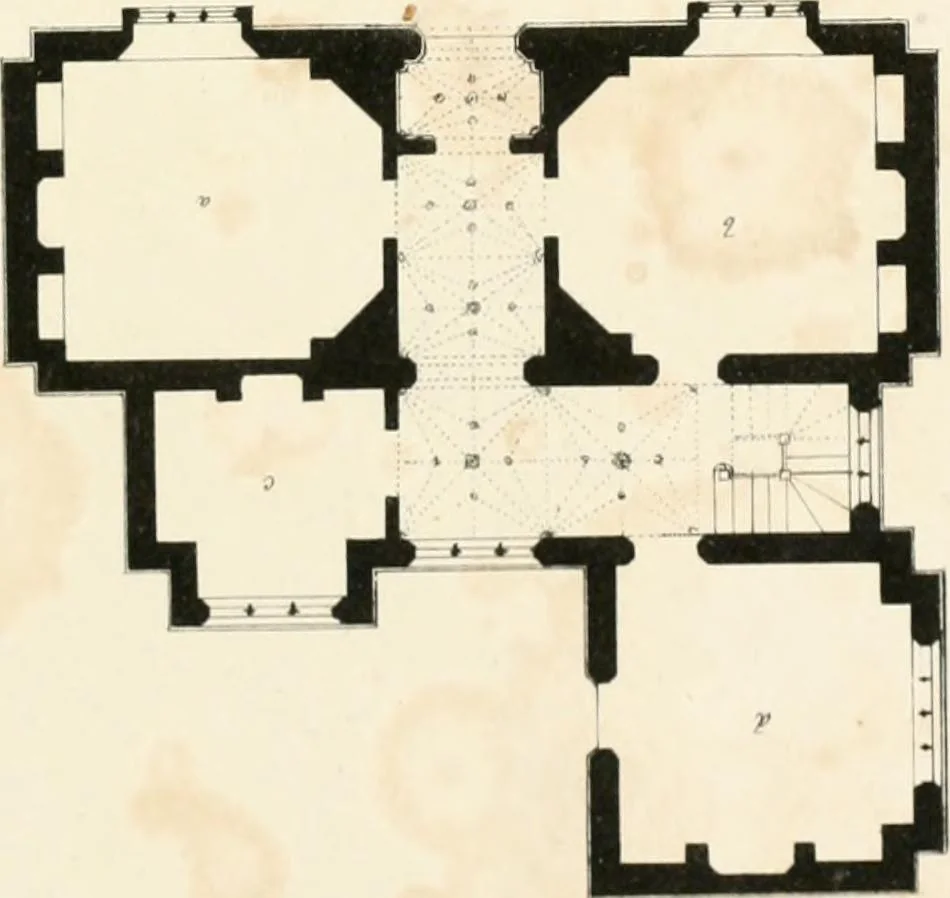 An illustration from Designs for parsonage houses, alms houses, etc. etc. with examples of gables, and other curious remains of old English architecture, 1827, leaf 81