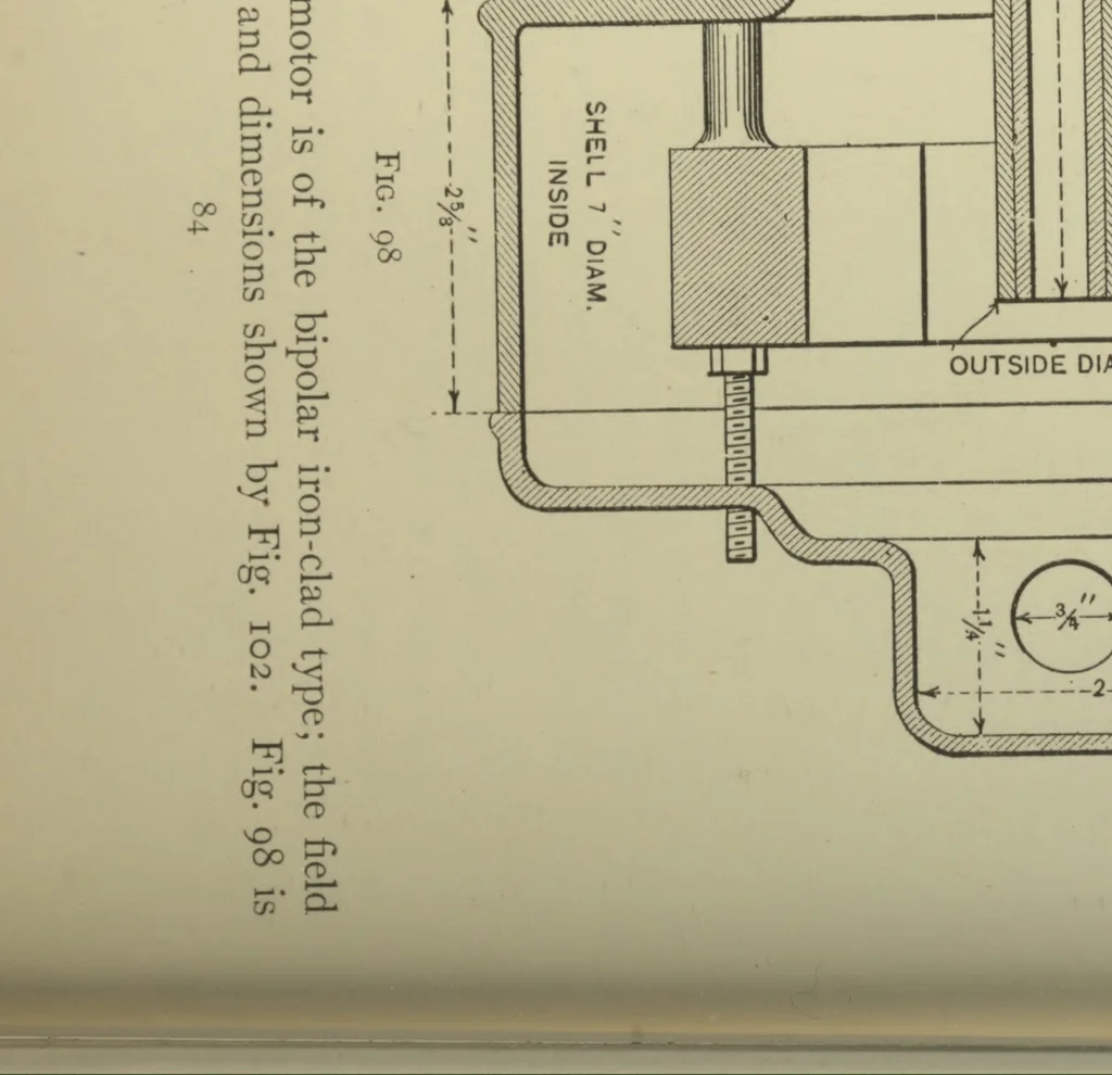 An illustration from Designs for small dynamos and motors, 1906, leaf 93
