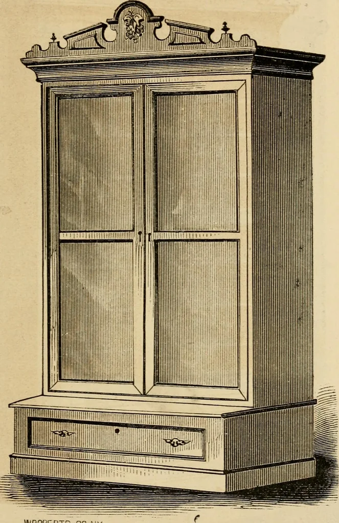 An illustration from Designs of writing desks, tables, bookcases, secretaries, etc., etc., 1873, leaf 16