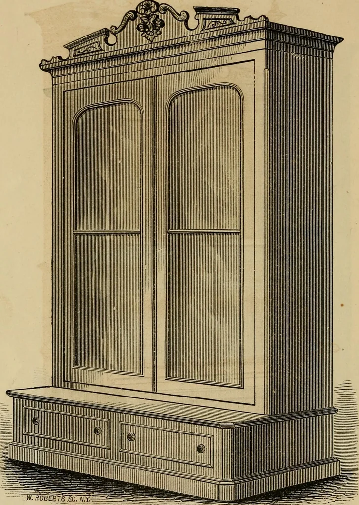 An illustration from Designs of writing desks, tables, bookcases, secretaries, etc., etc., 1873, leaf 17