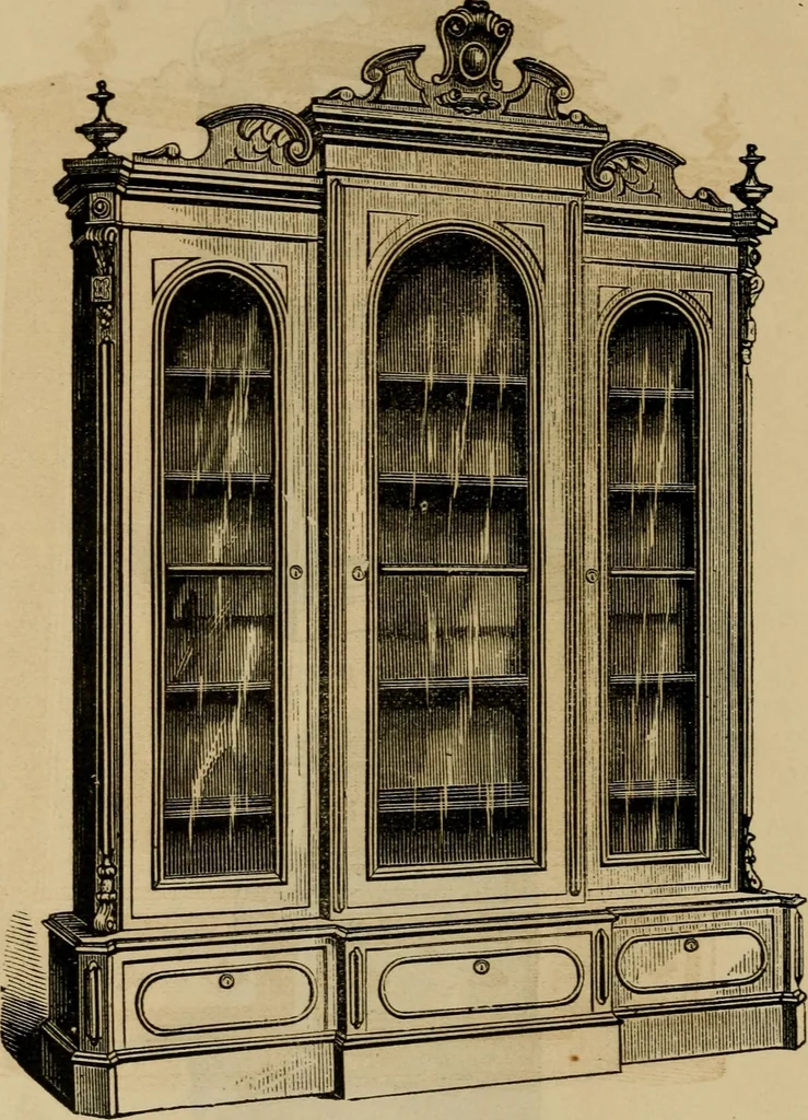 An illustration from Designs of writing desks, tables, bookcases, secretaries, etc., etc., 1873, leaf 35