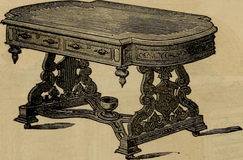An illustration from Designs of writing desks, tables, bookcases, secretaries, etc., etc., 1873, leaf 37