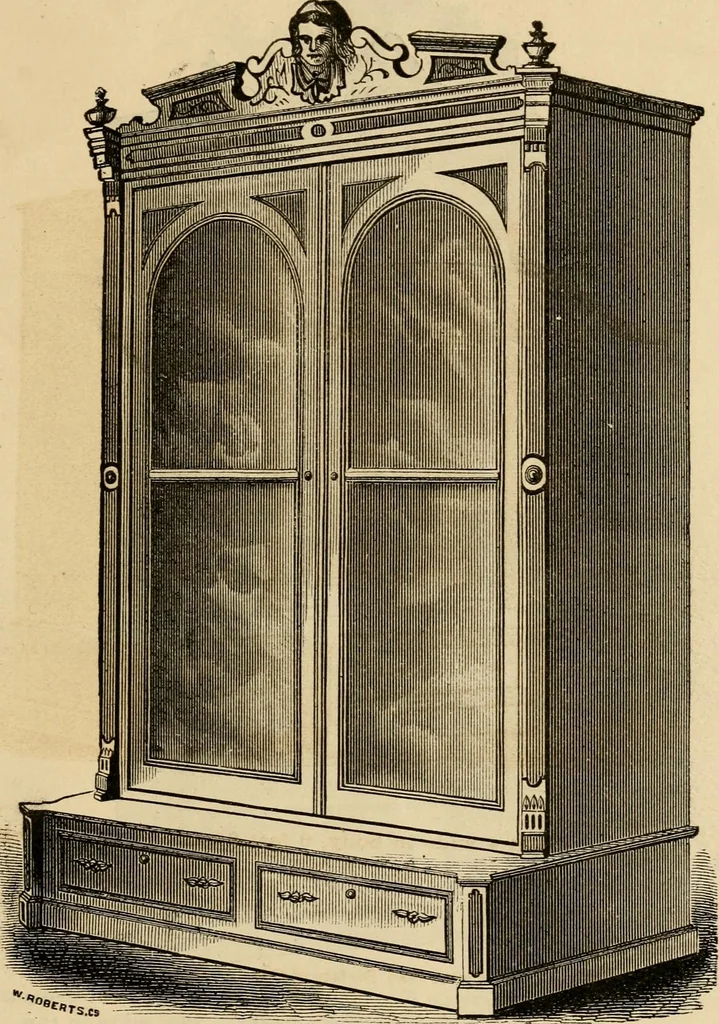 An illustration from Designs of writing desks, tables, bookcases, secretaries, etc., etc., 1873, leaf 44