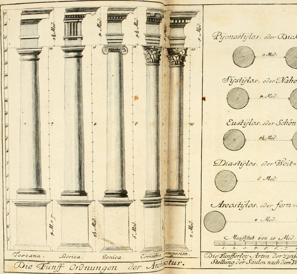 An illustration from Des Jacobi Barozzi von Vignola Grund Regeln über die fünff Säulen auffs neue zum fleissigsten ubersehen, mit unterschtedenen nöthingen Regeln vermehret und mit 50 rissern in Kupffer, 1720, leaf 53