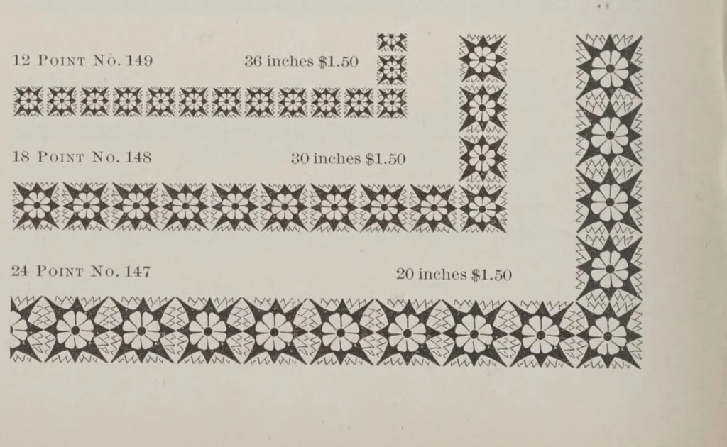 An illustration from A desk book of printing types; to which is appended a condensed catalogue and price list of printing machinery and materials, 1898, leaf 636