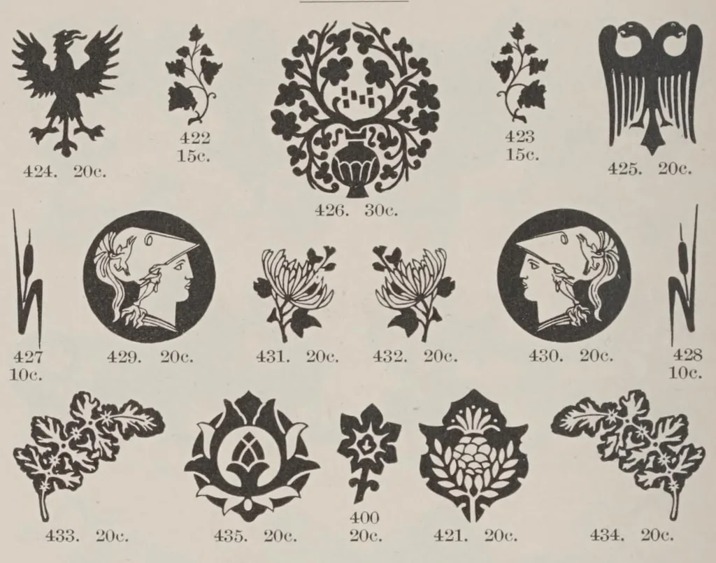 An illustration from A desk book of printing types; to which is appended a condensed catalogue and price list of printing machinery and materials, 1898, leaf 700