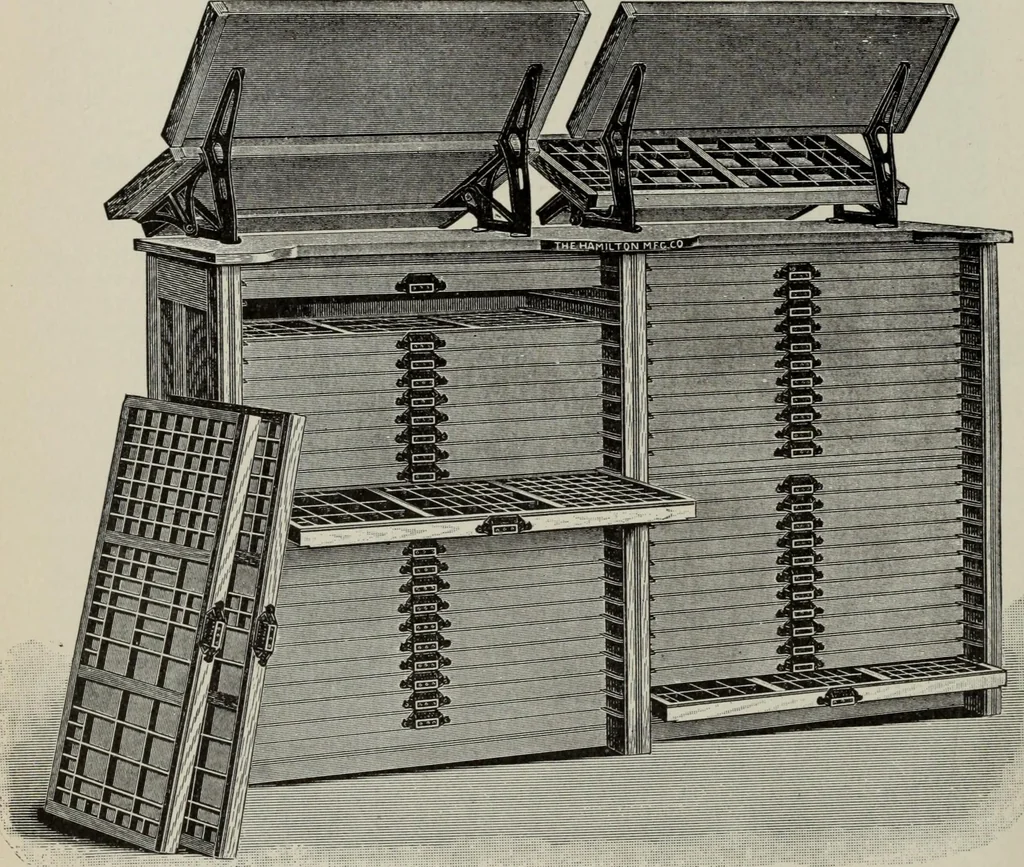 An illustration from Desk book of type specimens, borders, ornaments, brass rules and cuts : catalogue of printing machinery and printers' supplies, 1900, leaf 1005