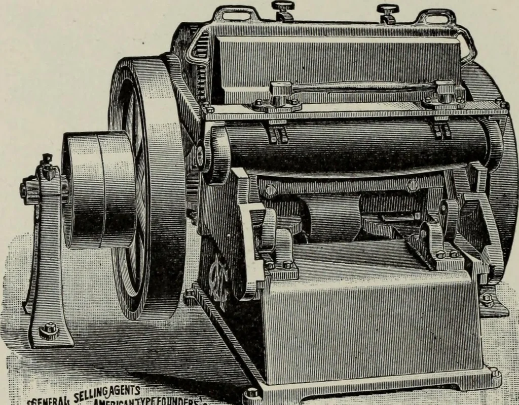 An illustration from Desk book of type specimens, borders, ornaments, brass rules and cuts : catalogue of printing machinery and printers' supplies, 1900, leaf 1037