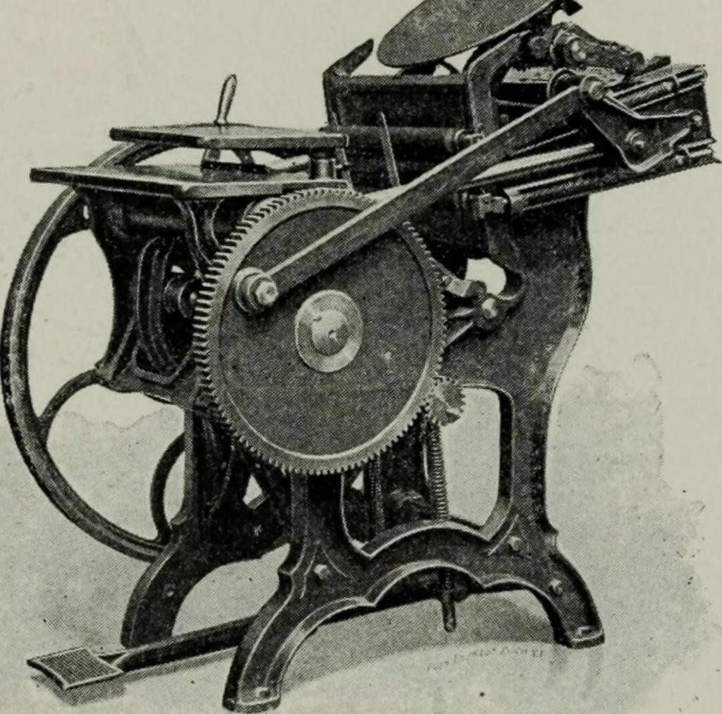 An illustration from Desk book of type specimens, borders, ornaments, brass rules and cuts : catalogue of printing machinery and printers' supplies, 1900, leaf 1038