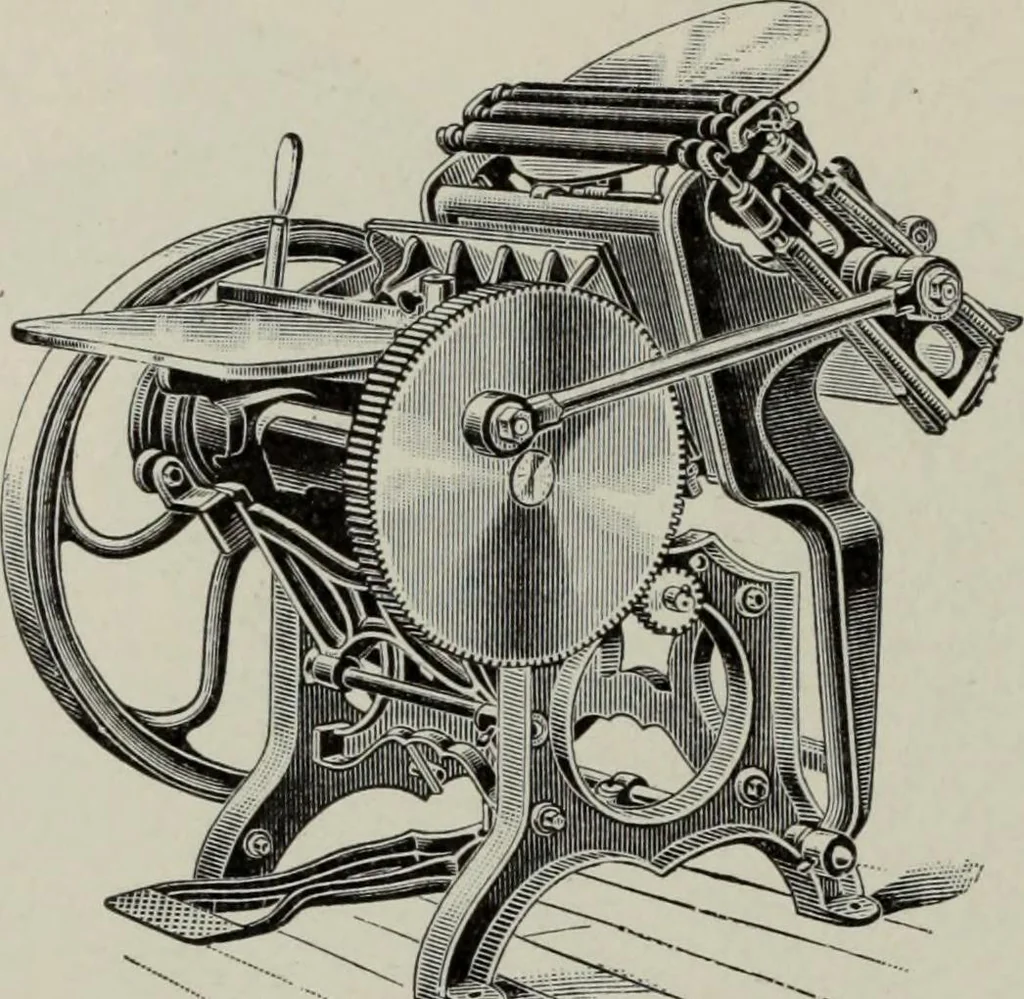 An illustration from Desk book of type specimens, borders, ornaments, brass rules and cuts : catalogue of printing machinery and printers' supplies, 1900, leaf 1039