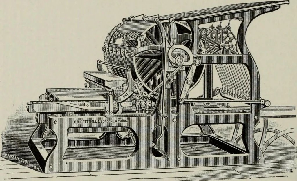 An illustration from Desk book of type specimens, borders, ornaments, brass rules and cuts : catalogue of printing machinery and printers' supplies, 1900, leaf 1047