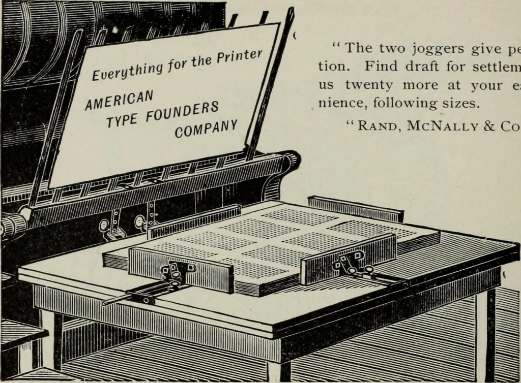 An illustration from Desk book of type specimens, borders, ornaments, brass rules and cuts : catalogue of printing machinery and printers' supplies, 1900, leaf 1049