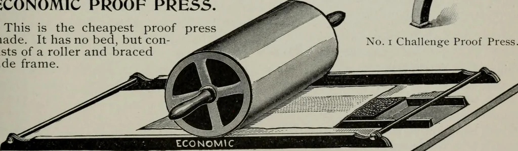 An illustration from Desk book of type specimens, borders, ornaments, brass rules and cuts : catalogue of printing machinery and printers' supplies, 1900, leaf 1054