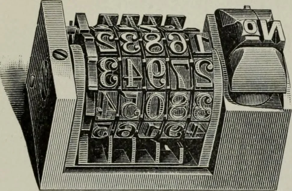 An illustration from Desk book of type specimens, borders, ornaments, brass rules and cuts : catalogue of printing machinery and printers' supplies, 1900, leaf 1064