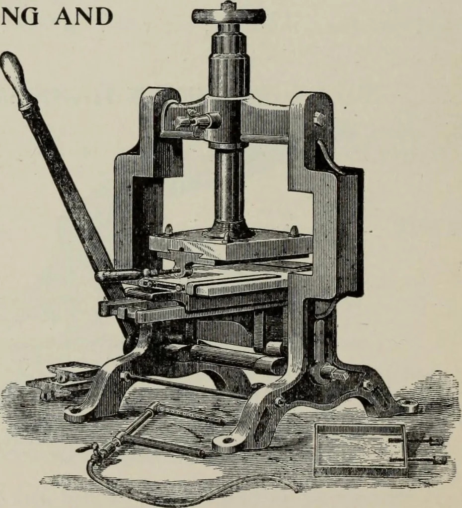 An illustration from Desk book of type specimens, borders, ornaments, brass rules and cuts : catalogue of printing machinery and printers' supplies, 1900, leaf 1101