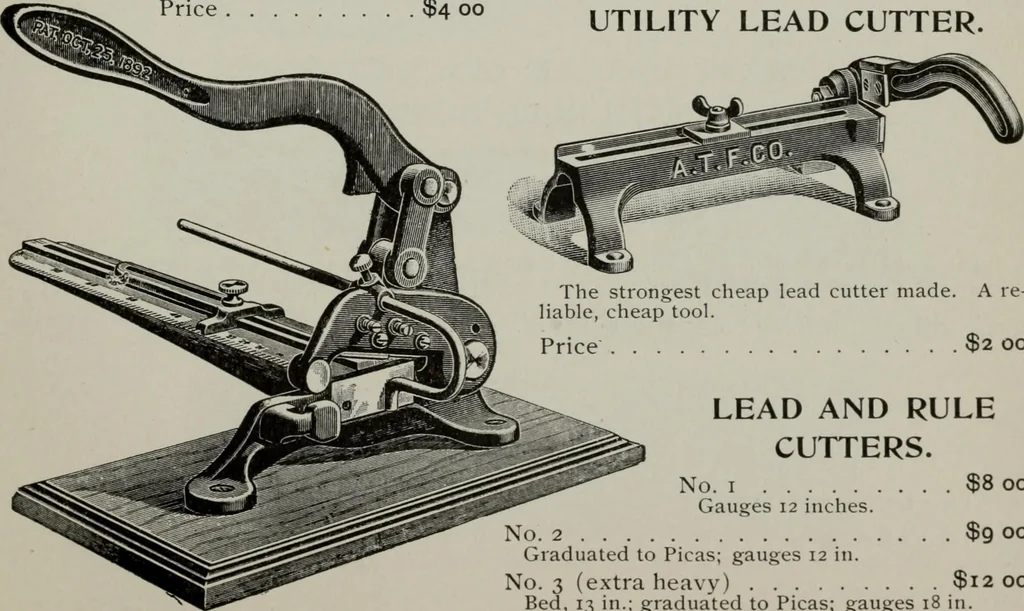 An illustration from Desk book of type specimens, borders, ornaments, brass rules and cuts : catalogue of printing machinery and printers' supplies, 1900, leaf 1110