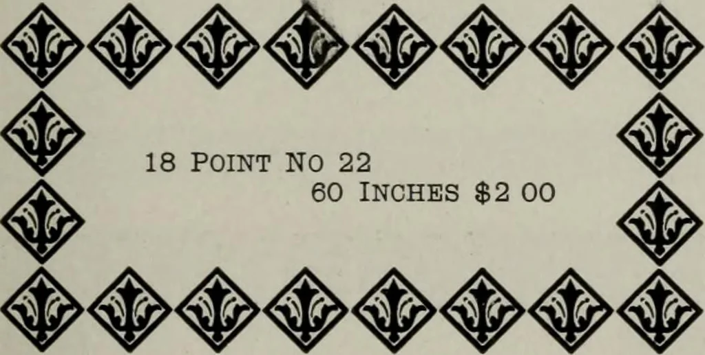 An illustration from Desk book of type specimens, borders, ornaments, brass rules and cuts : catalogue of printing machinery and printers' supplies, 1900, leaf 765