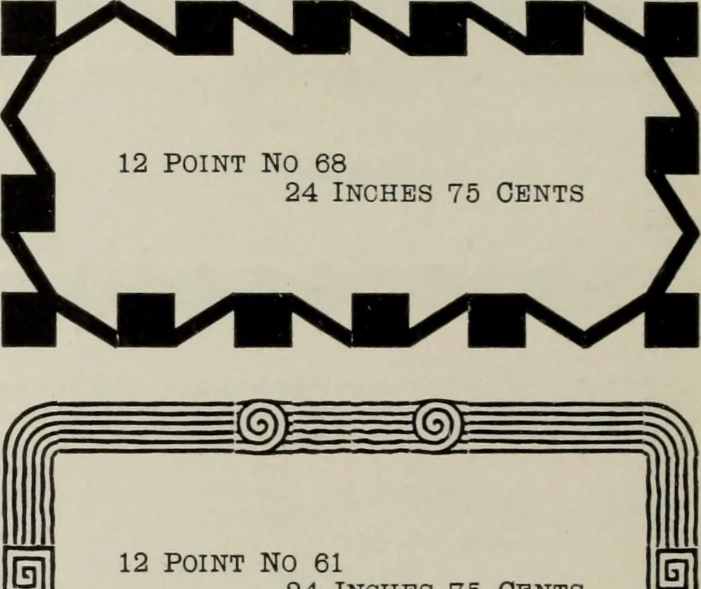 An illustration from Desk book of type specimens, borders, ornaments, brass rules and cuts : catalogue of printing machinery and printers' supplies, 1900, leaf 772