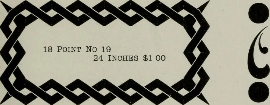 An illustration from Desk book of type specimens, borders, ornaments, brass rules and cuts : catalogue of printing machinery and printers' supplies, 1900, leaf 773