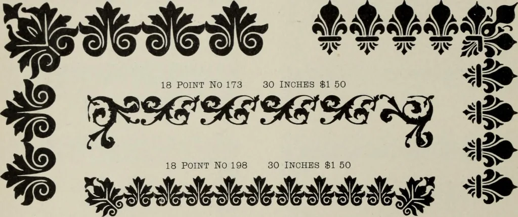 An illustration from Desk book of type specimens, borders, ornaments, brass rules and cuts : catalogue of printing machinery and printers' supplies, 1900, leaf 776
