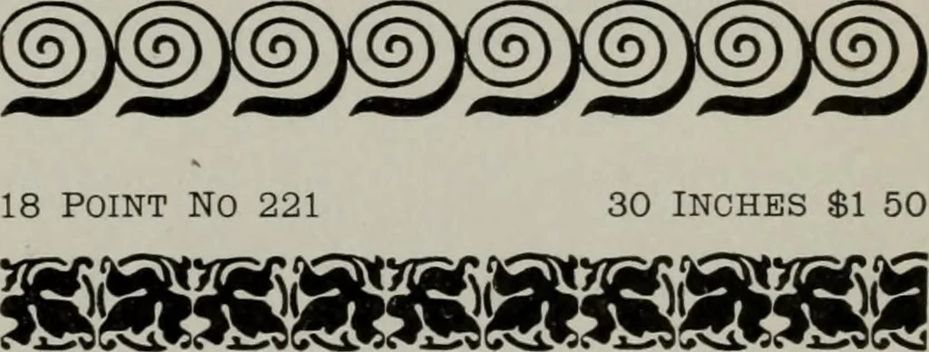 An illustration from Desk book of type specimens, borders, ornaments, brass rules and cuts : catalogue of printing machinery and printers' supplies, 1900, leaf 777