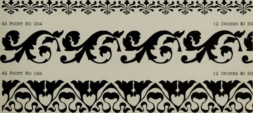 An illustration from Desk book of type specimens, borders, ornaments, brass rules and cuts : catalogue of printing machinery and printers' supplies, 1900, leaf 777