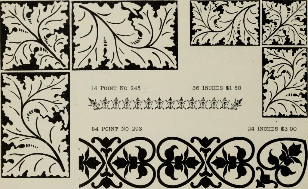 An illustration from Desk book of type specimens, borders, ornaments, brass rules and cuts : catalogue of printing machinery and printers' supplies, 1900, leaf 784