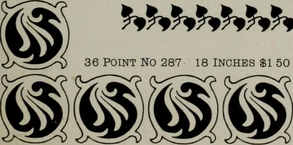 An illustration from Desk book of type specimens, borders, ornaments, brass rules and cuts : catalogue of printing machinery and printers' supplies, 1900, leaf 785