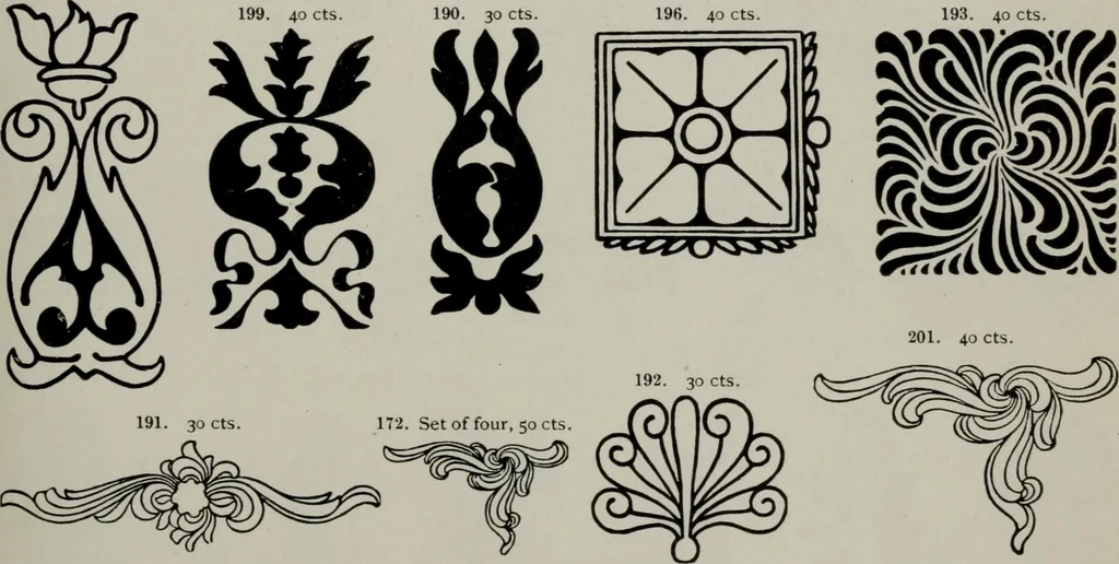 An illustration from Desk book of type specimens, borders, ornaments, brass rules and cuts : catalogue of printing machinery and printers' supplies, 1900, leaf 823