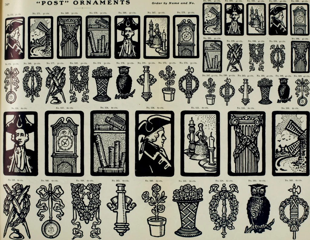 An illustration from Desk book of type specimens, borders, ornaments, brass rules and cuts : catalogue of printing machinery and printers' supplies, 1900, leaf 832