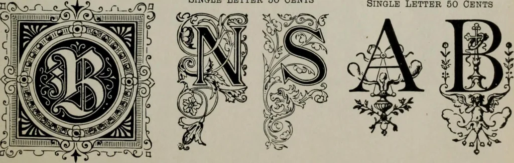 An illustration from Desk book of type specimens, borders, ornaments, brass rules and cuts : catalogue of printing machinery and printers' supplies, 1900, leaf 844