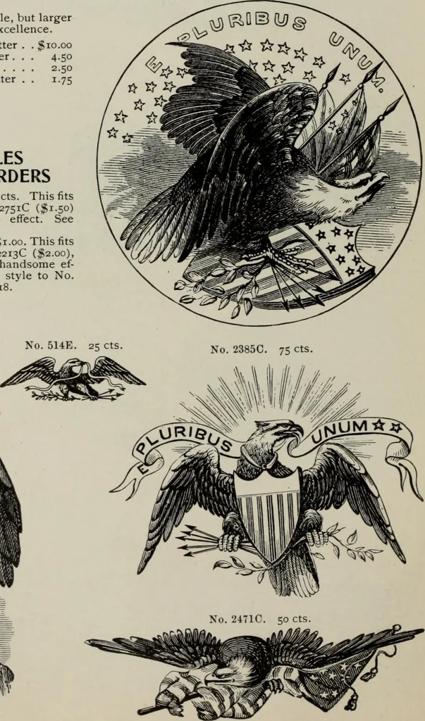 An illustration from Desk book of type specimens, borders, ornaments, brass rules and cuts : catalogue of printing machinery and printers' supplies, 1900, leaf 885