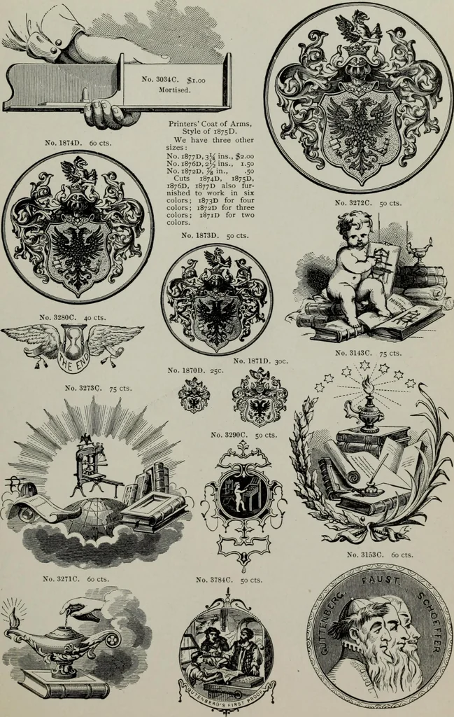 An illustration from Desk book of type specimens, borders, ornaments, brass rules and cuts : catalogue of printing machinery and printers' supplies, 1900, leaf 910