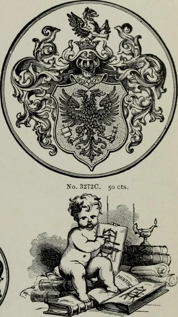 An illustration from Desk book of type specimens, borders, ornaments, brass rules and cuts : catalogue of printing machinery and printers' supplies, 1900, leaf 910